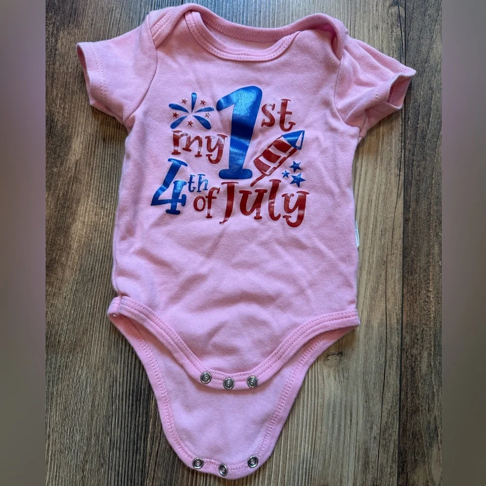 Pink 4th of July Baby Onesie